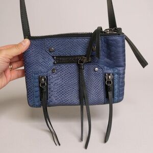 Botkier NY Crossbody Royal Blue Croc & Snake Leather Triple‎ Zip Shoulder-Bag